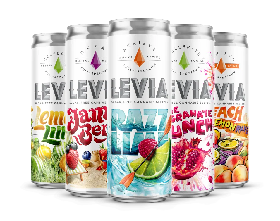 Levia cannabis seltzers family of products
