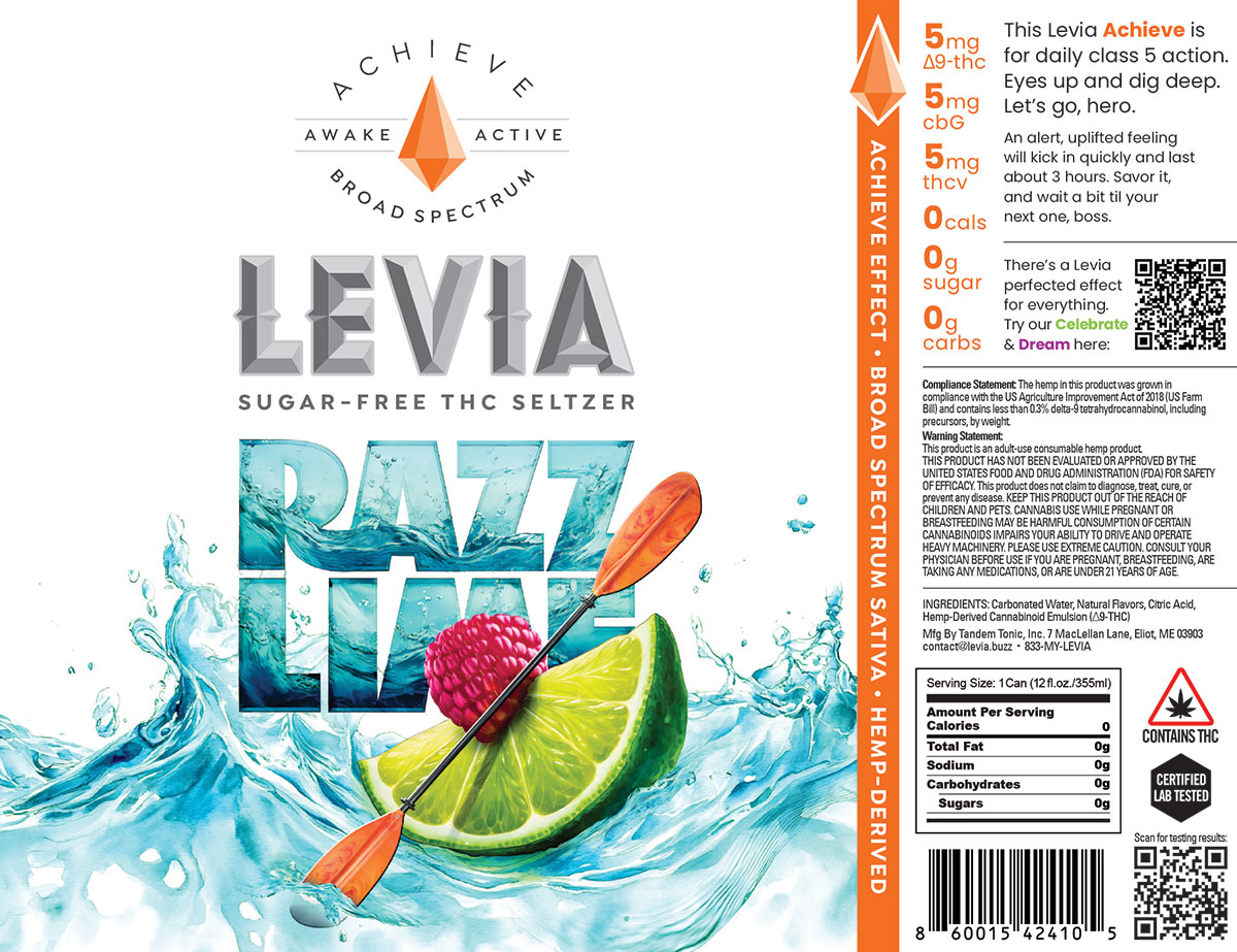 Levia Razz Lime Seltzers Packaging