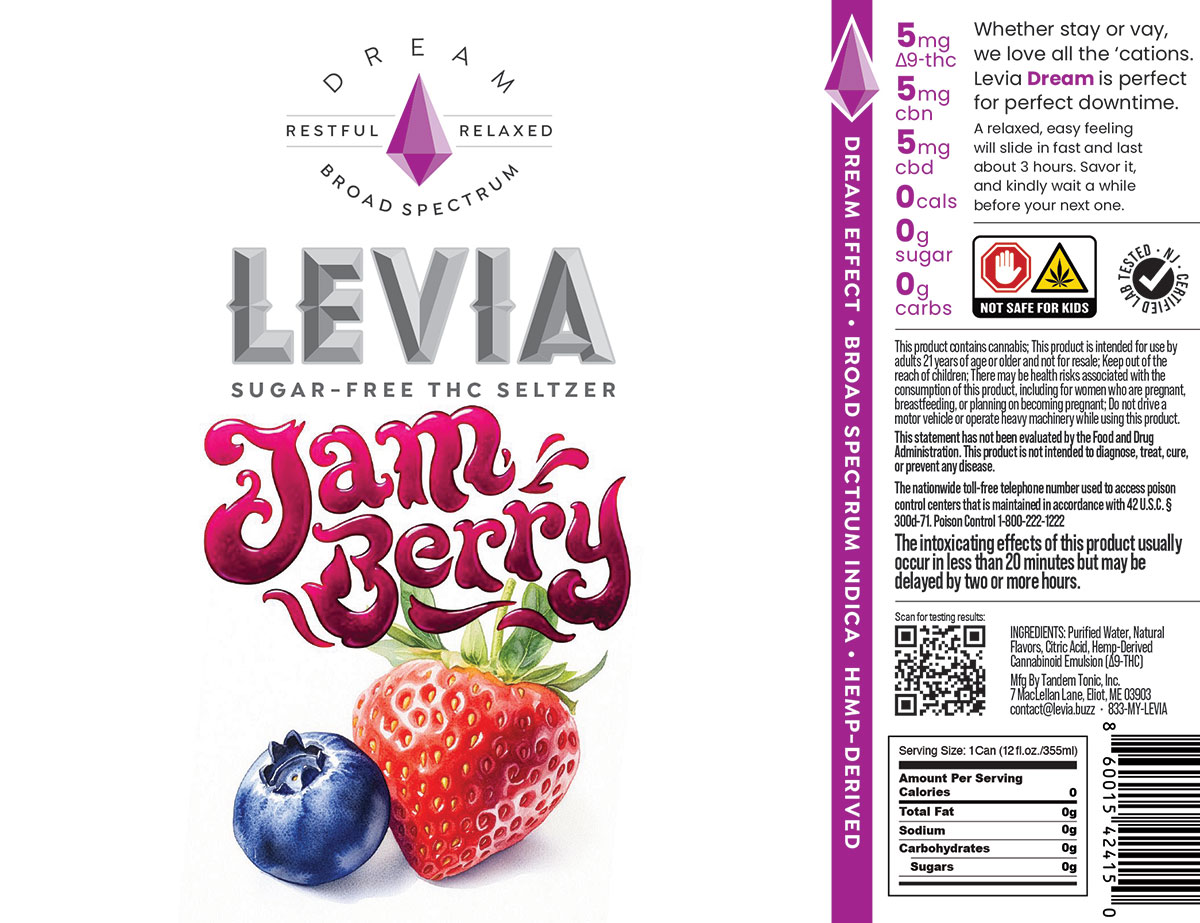Levia Jamberry Seltzer packaging